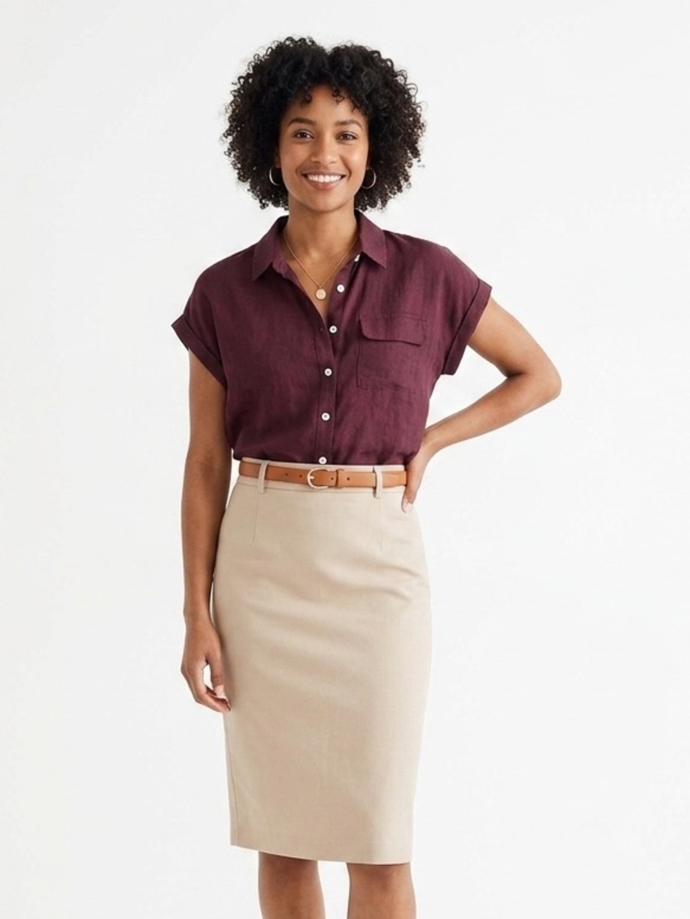 ROMWE Deep Red Collared Shirt